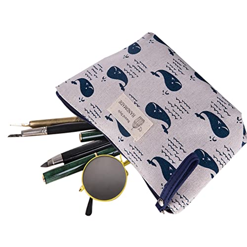 Canvas Cosmetic Bag with Zipper - Canvas Cosmetic Bags Travel Pouch Storage Case | Multi-Function Co