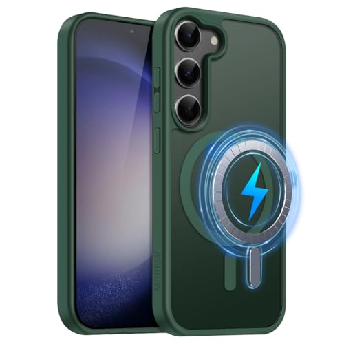 MOBESV Cover Magnetica per Samsung Galaxy S23 6,2 Pollici, Custodia Compatibile con MagSafe, Cover Traslucida Opaca Posteriore Sottile Antiurto, Verde Scuro MOBESV Cover Magnetica per Samsung Galaxy S23 6,2 Pollici, Custodia Compatibile con MagSafe, Cover Traslucida Opaca Posteriore Sottile Antiurto, Verde Scuro