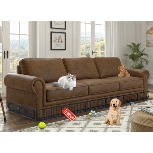 14 Pcs Under Couch Blocker, 203"/16.9FT Under Bed Blocker for Pets Stop Pets & Toys from Hiding Under Furniture, Detachable Assembleable Under the Couch Blocker for Sofa Bed Couch Cabinets, Black