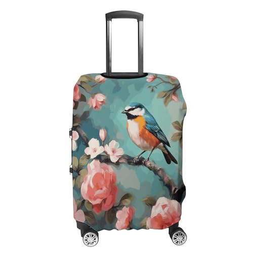 Flowers Birds And Butterfly Elastic Luggage Cover Suitcase Protector for 19-32 Inch Suitcases | Universal Stretchable Travel Bag Cover | Anti-Scratch, Washable with Zipper Closure XL4