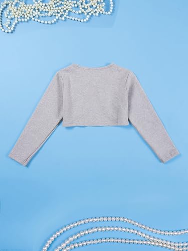 Image of KiddoPanti Girls Fleece Crop Length Shrug | Cotton Poly Fleece Fabric |Sequin Patch on Chest | Front Open Pearl Button Closure | Crop Length, Full Sleeve | Lightweigth & Breathable Girls Shrug