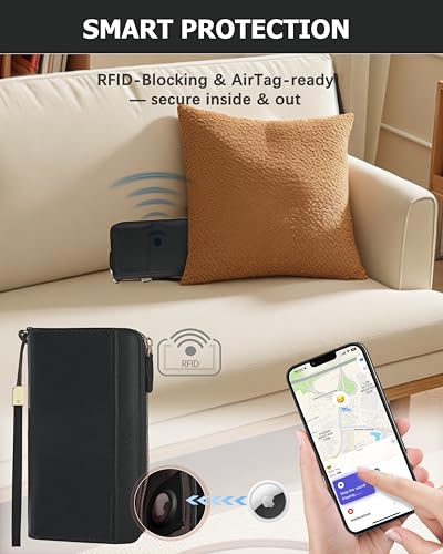 Image of Large Wallet for Women, Clutch Wallet with Passport Holder | RFID Wallet for Women, Zipper Clutch Purse, Passport Holder for Travel, Multiple Card Slots, Phone Pocket, Wristlet Strap