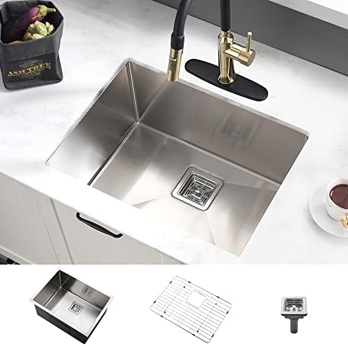 Undermount Utility Sink - Abironl 24" x 18" x 12" Deep Laundry Sink Undermount Single Bowl Sink 16 Gauge Stainless Steel Laundry Room Sink Basin