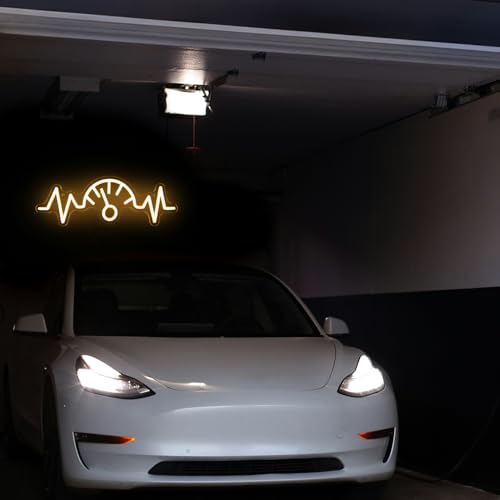 Image of Car Dashboard Neon Sign Garage LED Neon Lights for Man Cave Game Room Decor | Automobile Speedometer Design, Auto Repair Shop Decor, Orange LED Wall Sign, Acrylic Wall Art, Neon Lights Signs for Garage