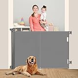 Miumoon 59 inch Retractable Baby Gates 42 inch Tall, Retractable Gate with Reinforced Strip Design to Prevent Crawling Through, 5 FT Retractable Dog Gate for Stairs, Doorways, Hallways, Indoor/Outdoor