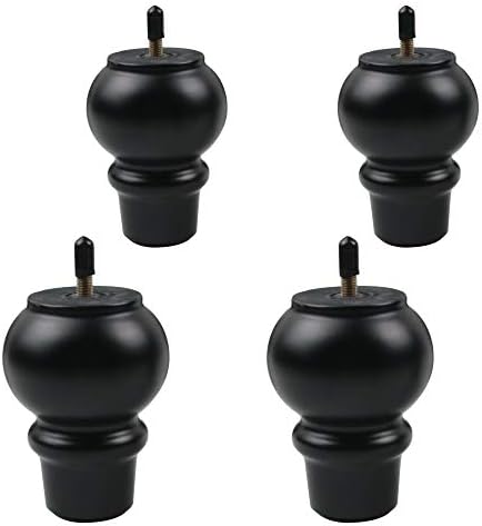 Kualuzt 4 inch Furniture Legs Set of 4 Mid Century Black Wooden Sofa Leg for Dresser Coffee Table Sofa
