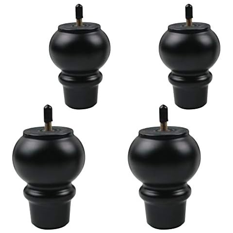 Kualuzt 4 inch Furniture Legs Set of 4 Mid Century Black Wooden Sofa Leg for Dresser Coffee Table Sofa Cover