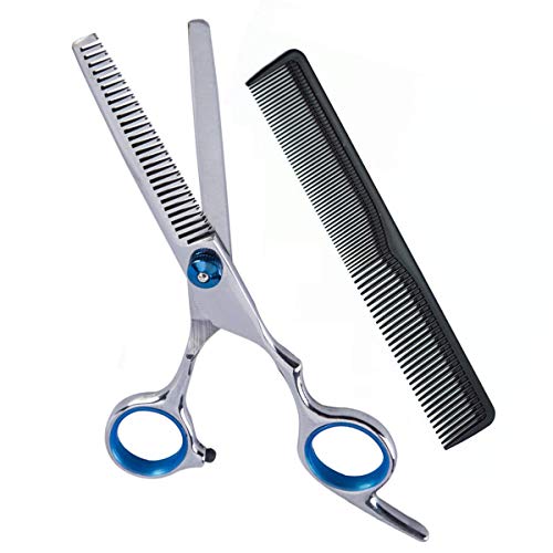 Afromika Hair Thinning Scissors Cutting Teeth Shears Professional Barber Hairdressing Texturizing Salon Razor Edge Scissor Stainless Steel with Detachable Finger Ring 6.0 inch