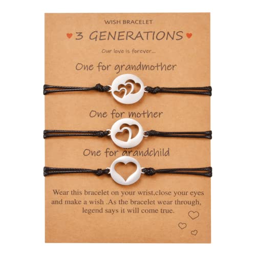 VU100 Mutter Tochter Armband Sets Für 3 Herz Armbänder Wish Schmuck Geschenk für Oma MamaTochter Frauen Mädchen Muttertag Geburtstag Cover