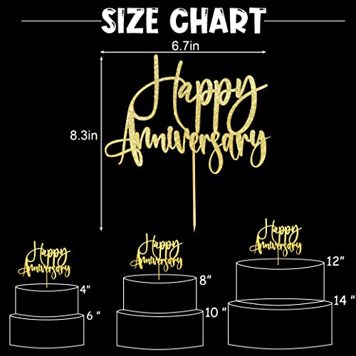 Yesswl Happy Anniversary Cake Topper - Happy Birthday 1/15/16/18/21/30/40/50/60/70/80/90 Party Decoration Cake Topper Supplies,Anniversary Cake Topper, Wedding Anniversary Cake Topper, Company Anniversary Cake Topper #TOP3