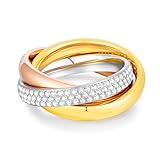 AllenCOCO Triple Row Rolling Interlocking Rings, Fidget Ring, Anxiety Ring, Trinity Band for Women
