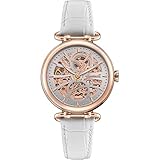 damenuhr automatik wasserdicht Rose gold stainless steel case and white genuine leather strap