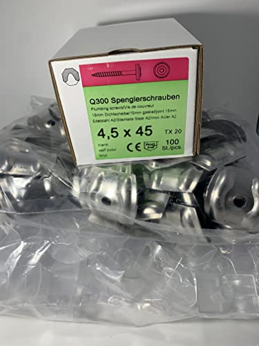 Set aus je 100 Stück Kalotten & Abstandhalter & Spengler-Schrauben TX20 EPDM-Dichtscheiben 4,5x45mm für Trapez-Sinus… – Bild 8