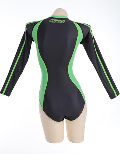 Miraculous Cat Noir Black Green Long Sleeve Women's One-Piece Swimsuit3
