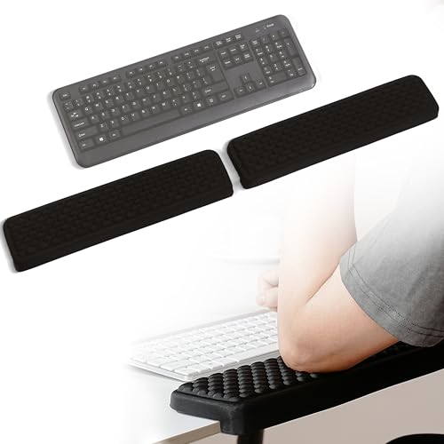 Image of MEKASS L-Shaped Desk Elbow Pad for Desk, Memory Foam Elbow Support Padding with Non-Slip, Ergonomic Desk Edge Cushion, Wrist Comfort Support for Office Home 2 Pcs (Ellipse Black)