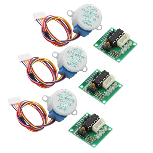 DEWOTHV 3PCS Cartes de Commande de Moteur pas à pas 28BYJ-48 ULN2003 31 x 35 mm + 3PCS Moteurs pas à pas 5 V Diamètre 28 mm pour Arduino