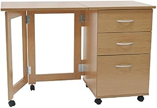 WATSONS FLIPP - 3 Drawer Folding Office Storage Filing Desk/Workstation - Beech