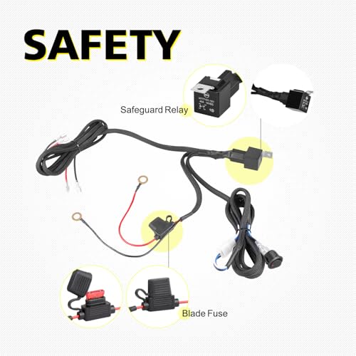 Image of Wiring Harness 2 Leads, AKD Part Light Bar Wire Harness Kit for LED Light Bar Fog Lights w / 12V 40A Relay Fuse Rocker Switch Wiring Harness for ATV UTV SUV Offroad Trucks Pickup Boat