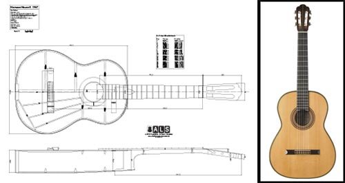 Plan of a 1967 Hermann Hauser II Chitarra Classica - Stampa su scala completa