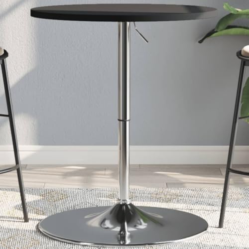 Mesa alta de madera y acero cromado de 60 cm ajustable para desayunos 3