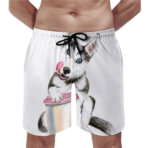 Short de bain homme Husky UMENG en taille S avec cordon et poches