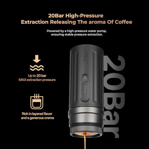 Image of IKAPE New KAPO K2 Portable Espresso Machine with Bluetooth App Connection and 51mm Bottomless Basket, 20 Bar Pressure Coffee Maker for Home and Travel