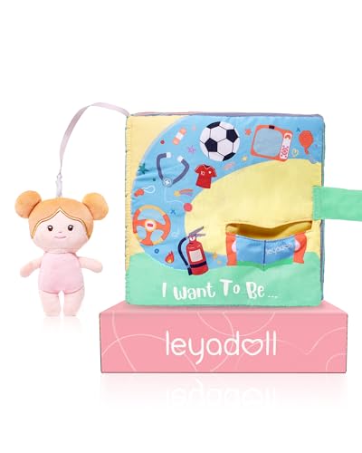 LeyaDoll Interactive Sensory Soft Cloth Book, Educational Crinkle Quiet Activity Busy Book for Babies,Toddler Travel Toy Gift for Boys and Girls (I Want to Be)