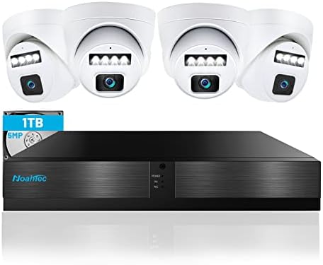 Poe Security Camera System, 4Pcs 2K IP Poe Camera, 8Channel 4K Nvr, NOAHTEC Home Security Camera System with 1TB Hard Drive, Floodlight, 2 Way Audio, Outdoor, Indoor, CCTV Surveillance Wired