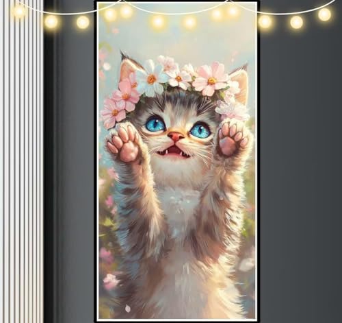 Cute Diamond Art Kits for Adults, Large Diamond Painting (47 x 24 Inch), Paint By Numbers for Adults Cat, 5D Gem Art DIY Crafts Adults Rhinestone Crystal Pictures for Home Wall Decor Women Gifts U869