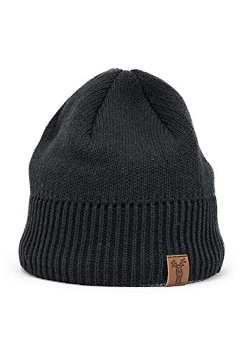 Elkline Strickmütze mit farbigem Rand und Fleece, Farbe:anthrazit