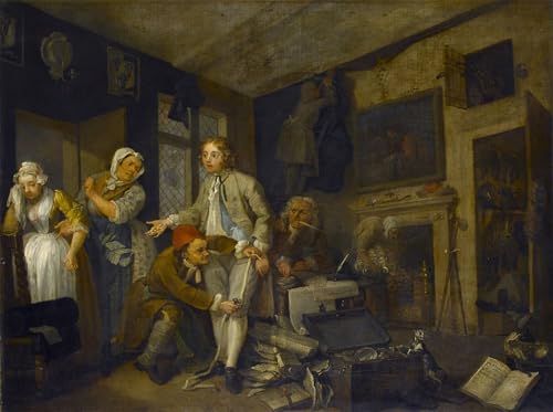 Tableau Hogarth Les Progrès d'un Râteau Toile 60x90cm