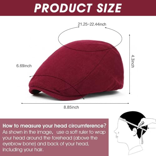 Image of 3Pcs Men's Newsboy Caps Cotton Cooling Hat Adjustable Flat Cap for Men