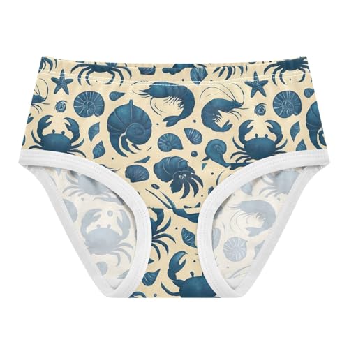 Joisal Cartoon Playful Blue Crabs Girls Underwear Toddlers 2t Cotton Cute Panties Girl Bright Kids Undies Briefs