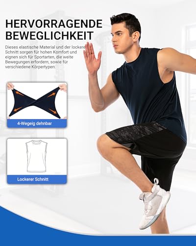 MEETYOO 3/5 Pack Tank Top Herren Sport, Muskelshirts Herren & Unterhemd Herren - Leicht, Feuchtigkeitsableitend, Schnelltrocknend, Ideal für Das Gym Oder Den Alltag 3