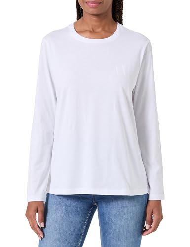 Armani Exchange Women's Icon Logo Long Sleeve Tee, Optic White, Medium
