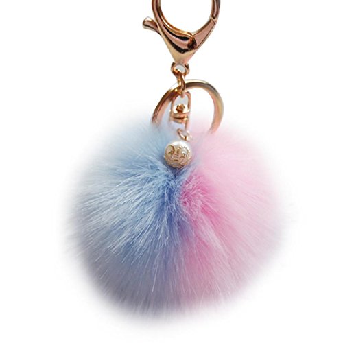 Bestpriceam Rabbit Fur Ball Keychain Bag Plush Car Key Ring Car Key Pendant (F)