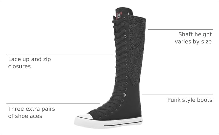 Image of ANUFER Women Fashion Canvas Dance Boots Knee High Bicycling Boots Girls Fancy School Shoes