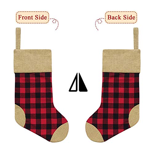 image for Ivenf Christmas Stockings, 4 Pcs 18 inches Red and Black Buffalo Check