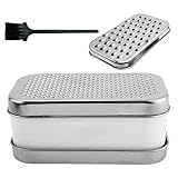 Rallador de Queso | con Cepillo Limpiador de Acero Inoxidable Manual - Rallador con Recipiente - para Frutas, Patata, Jengibre, Zanahoria, Preparación de Comidas, Hogar,