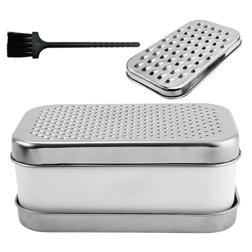 Rallador para queso - con recipiente y tapa - Utensilios de cocina | Rallador de verduras para patatas, cebollas, zanahorias, para frutas, patatas, jengibre, zanahorias, cocina, apartamento