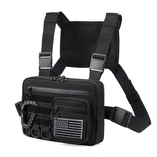 Muserise Tactical Sports EDC Chest Pack, Versatile Utility Chest Rig Bag For Men. Water Resistant Chest Bag Vest & Pouch For Workouts, Running & Cycling