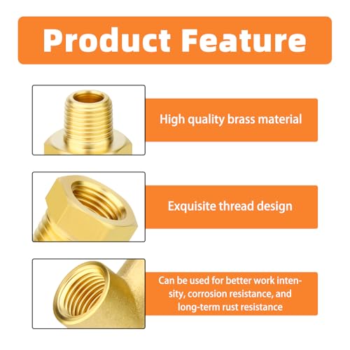 Image of GASHER 2PCS Brass Pipe Fitting Male Branch Tee Y Adapter 1 /8 inch NPT Female x 1 /8 inch NPT Female x 1 /8 inch NPT Male
