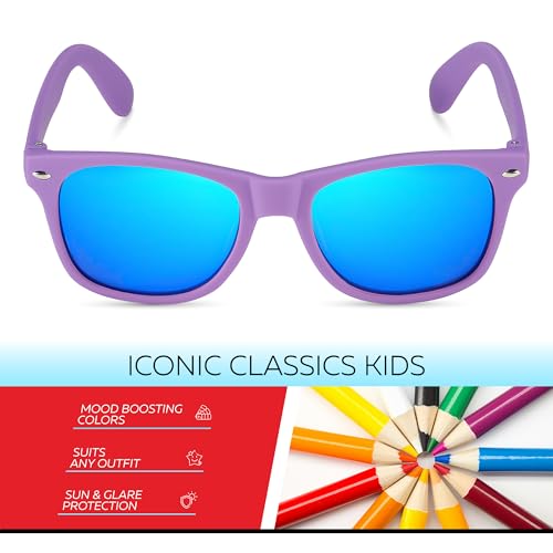 Image of Retro Rewind Kids Sunglasses for Boys Girls Age 3-12 - Shatterproof UV400 Toddler Children Sun Glasses