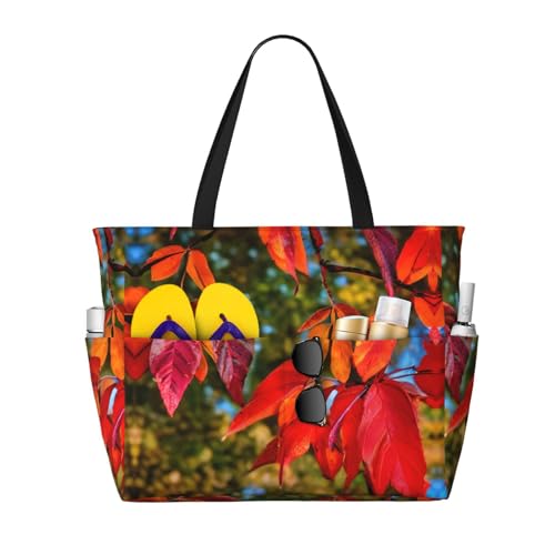 Sac à bandoulière imperméable noir à motif automnal en taille unique