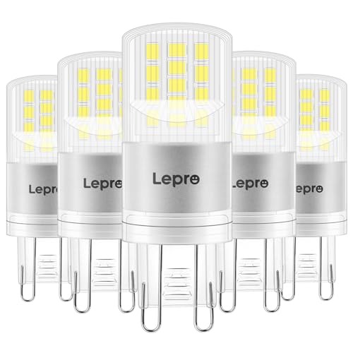 Lepro G9 LED Bulbs, Cool White 6000K, 3.8W 470lm, 40W Equivalent, Energy Saving, AC 220V-240V, Non-dimmable, Pack of 5