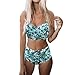 Tefamore Femmes rembourré Push-up Soutien-Gorge Taille Hight Ensemble Bikini Maillot de Bain de Bain Maillots de Bain Suit(Menthe Verte,Small)