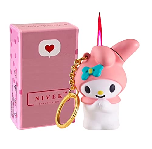 NIVEK My Melody Lighter Pink Flame Kawaii Cool Lighters Rabbit Bunny Japanese Character Y2K Anime Pocket Sized Kitty Cat (Pink)