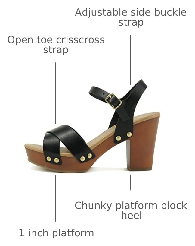 Image of Soda MIGUEL ~ Women Crisscross Band Fashion Chunky Platform Block Mid Heel Sandal with Ankle Strap and Stud