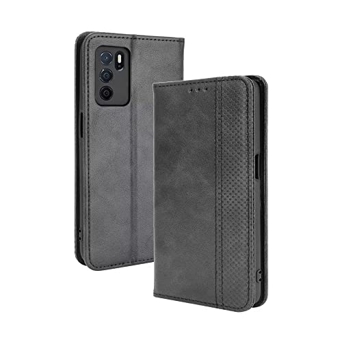 EASSGU Funda para OPPO A16 / OPPO A16s / OPPO A54s (6.52' Inches) Carcasa con Interruptor Magnético de Cuero PU Flip Folio, [3 Ranuras para Tarjetas] [1 Wallet] Case - Negro