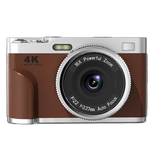 Acogedor 48MPデジタルカメラ、FHD 1080pデジタルポイントとシュートカメラ16xズームアンチシェイク、32GBメモリカード、2.8、画面、ウェブカメラ、多用途の撮影モード (茶色)